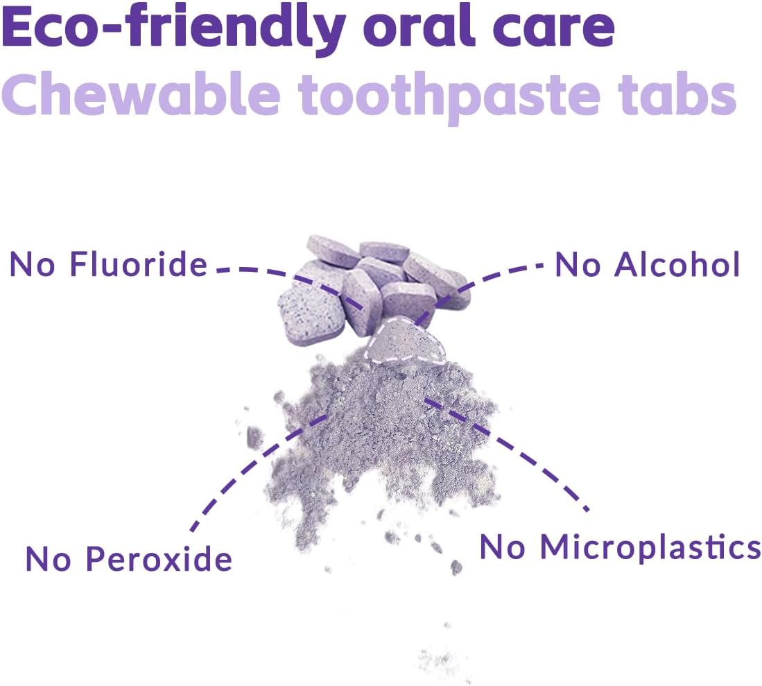 Tabletas de pasta de dientes moradas para blanquear los dientes, 60 piezas