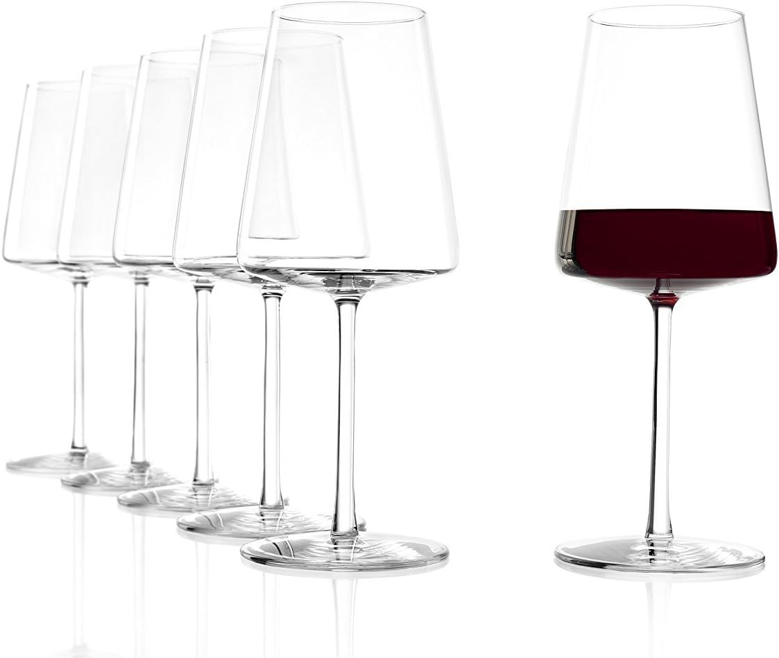 Stölzle Lausitz Power Red – Copas de vino de 17.5 fl oz, juego de 6 copas de vino tinto, aptas para lavavajillas, cristal sin plomo, elegantes e