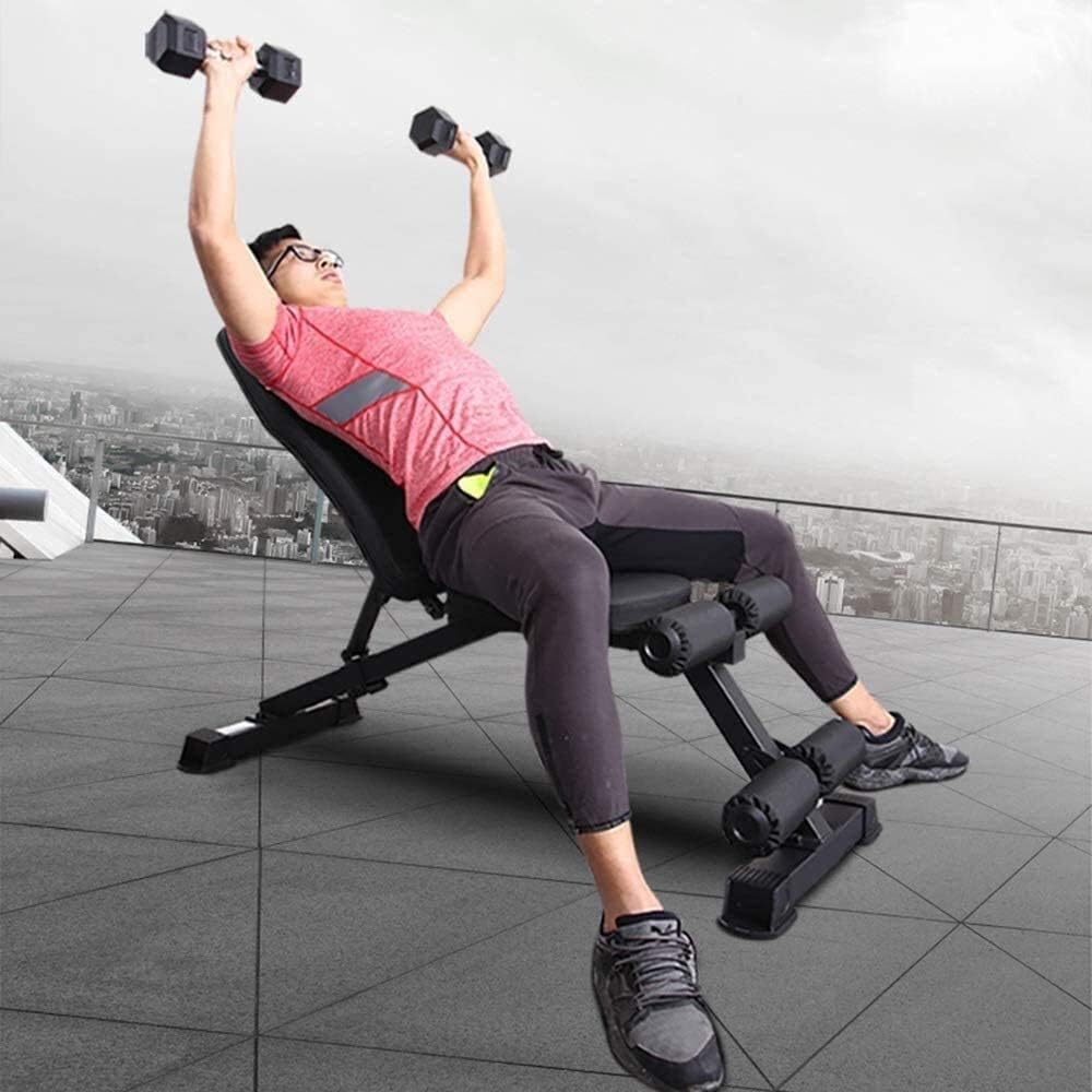 Banco de pesas ajustable, banco de entrenamiento de fuerza, banco de gimnasio para vertical, inclinación, declinación y ejercicio plano, color negro
