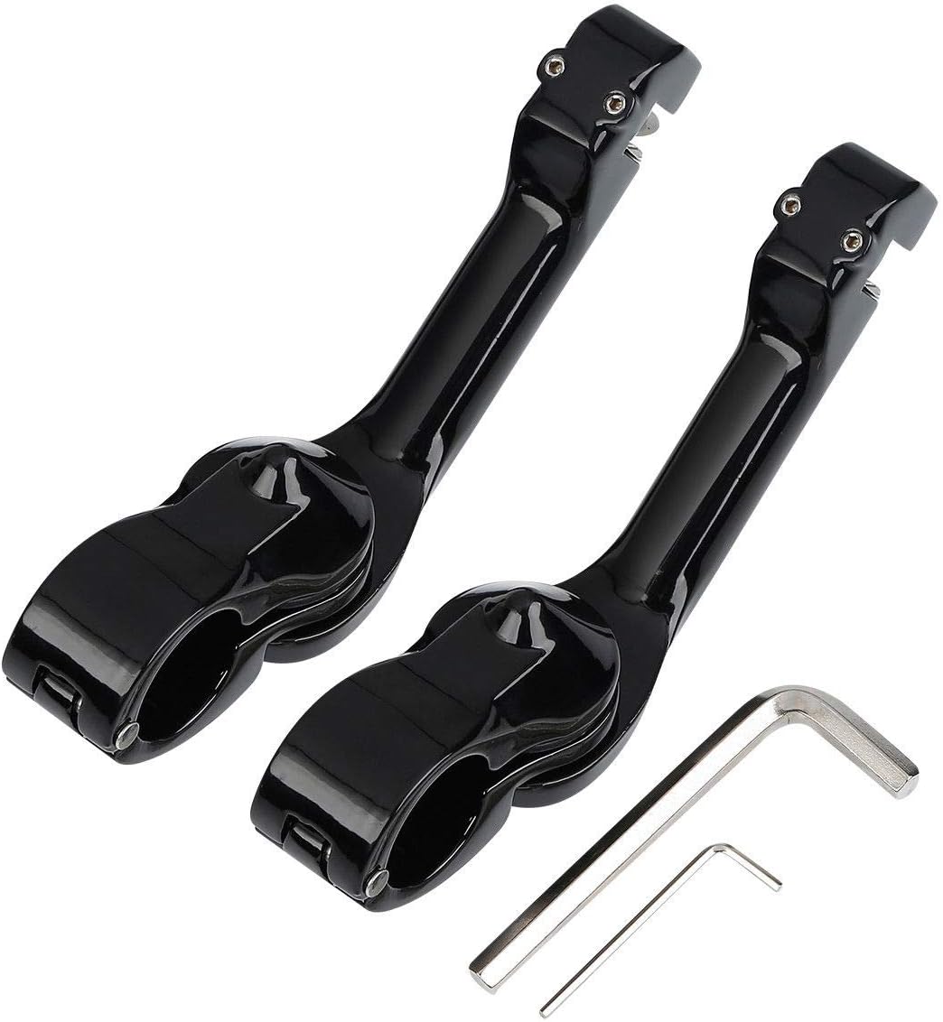 Kit de montaje de clavijas de carretera ajustable en ángulo largo de 1-14 pulgadas de 1.260 in, color negro brillante, compatible con Harley Touring