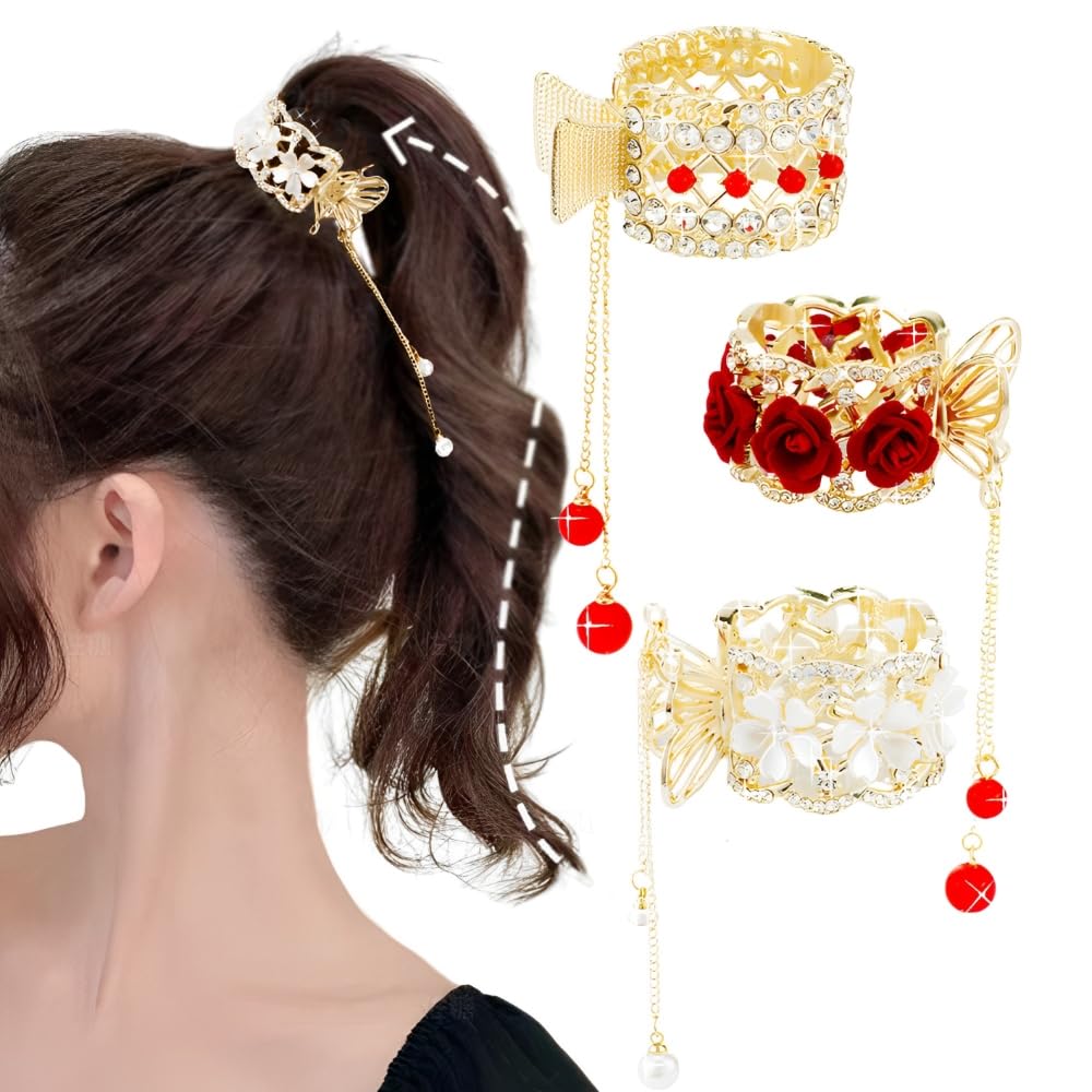 Pinzas pequeñas de cristal para cola de caballo alta, pinzas para cola de caballo para mujer, accesorios de cabello largo para mujeres, soportes