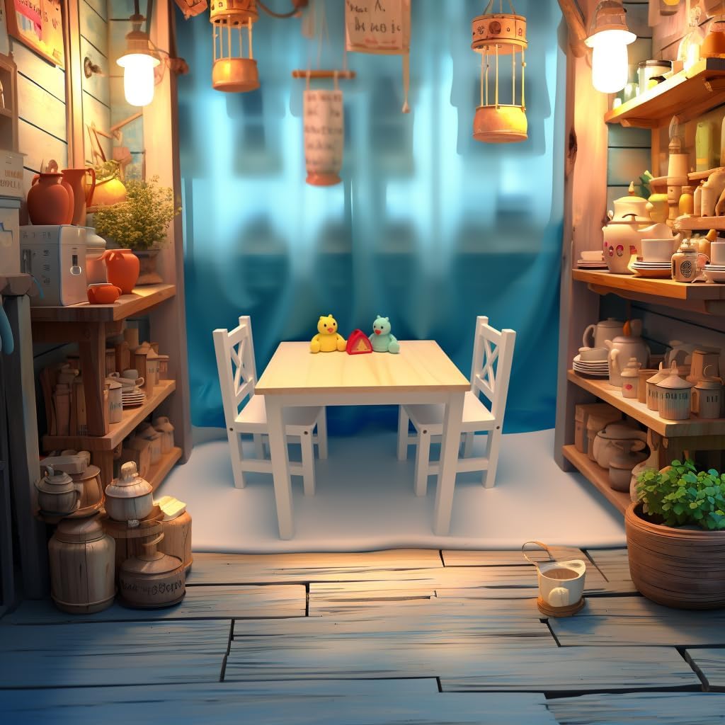 PETIT BATEAU Juego de mesa y sillas para niños pequeños, muebles modernos de madera maciza para niños de 2 a 8 años, color blanco, arte de arte