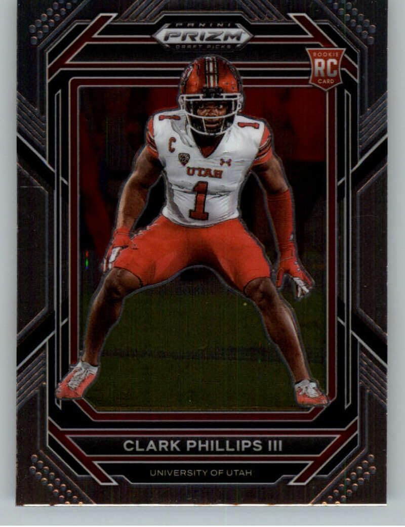 2023 Panini Prizm Draft Picks #169 Clark Phillips III Utah Utes RC Rookie Card Official NCAA Football Card in Raw (NM or Better) Condition