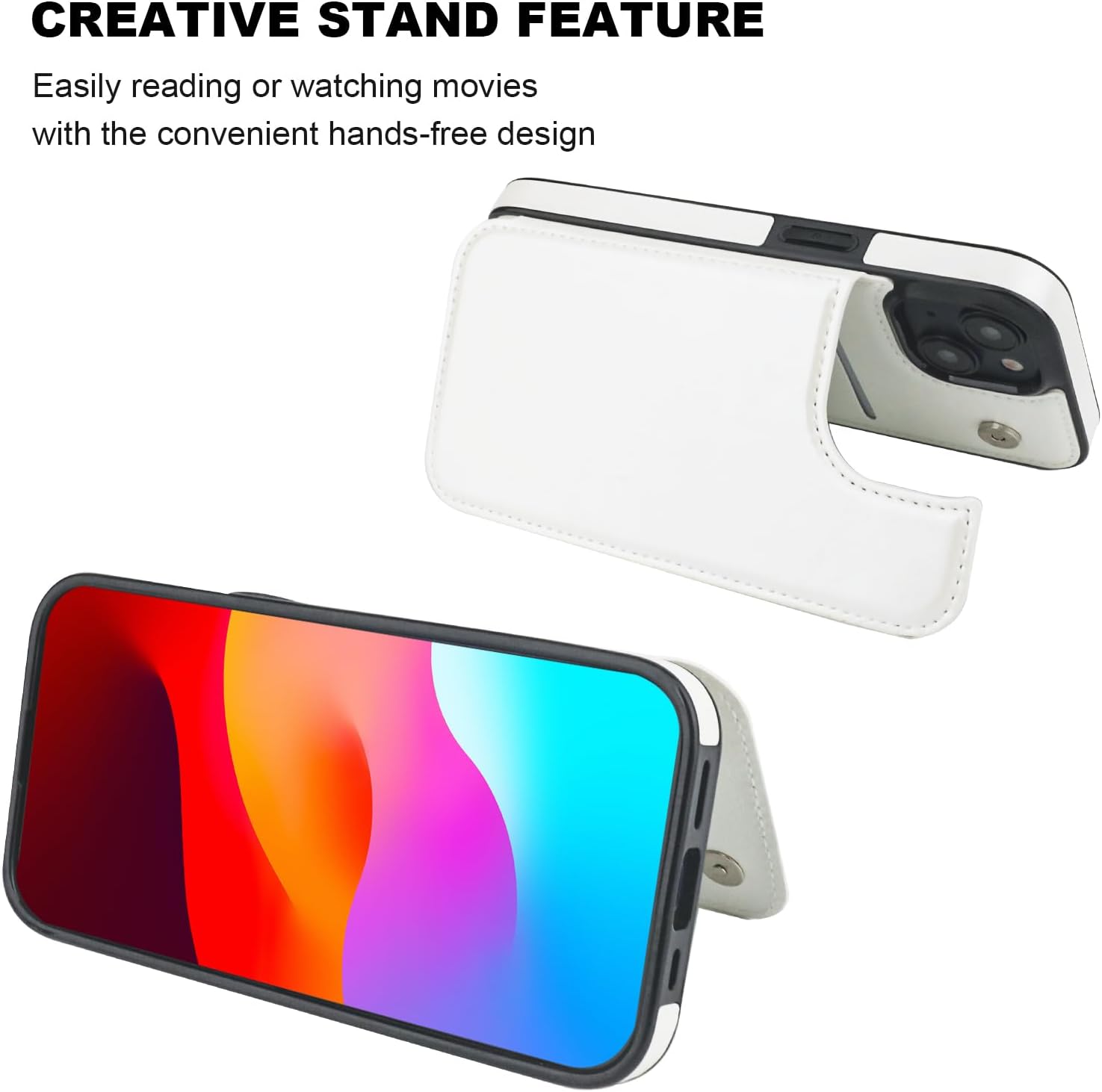 Funda tipo cartera compatible con iPhone 15 con soporte para tarjetas, funda de piel sintética con ranuras para tarjetas, doble cierre magnético y