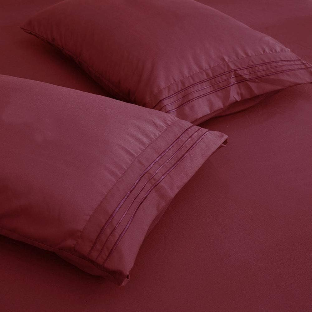SONORO KATE – Juego de sábanas de microfibra súper suave de 1800 hilos, sábanas egipcias, 16 in de profundidad de bolsillo, antiarrugas e