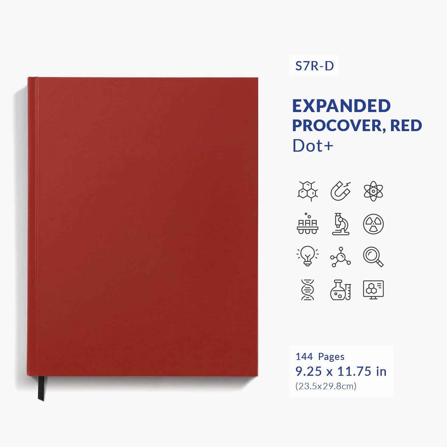 Vela Sciences S7R-D ProCover – Cuaderno de laboratorio expandido, 9.25 x 11.75 pulgadas (9.3 x 11.8 in), 144 páginas, cuero sintético rojo,