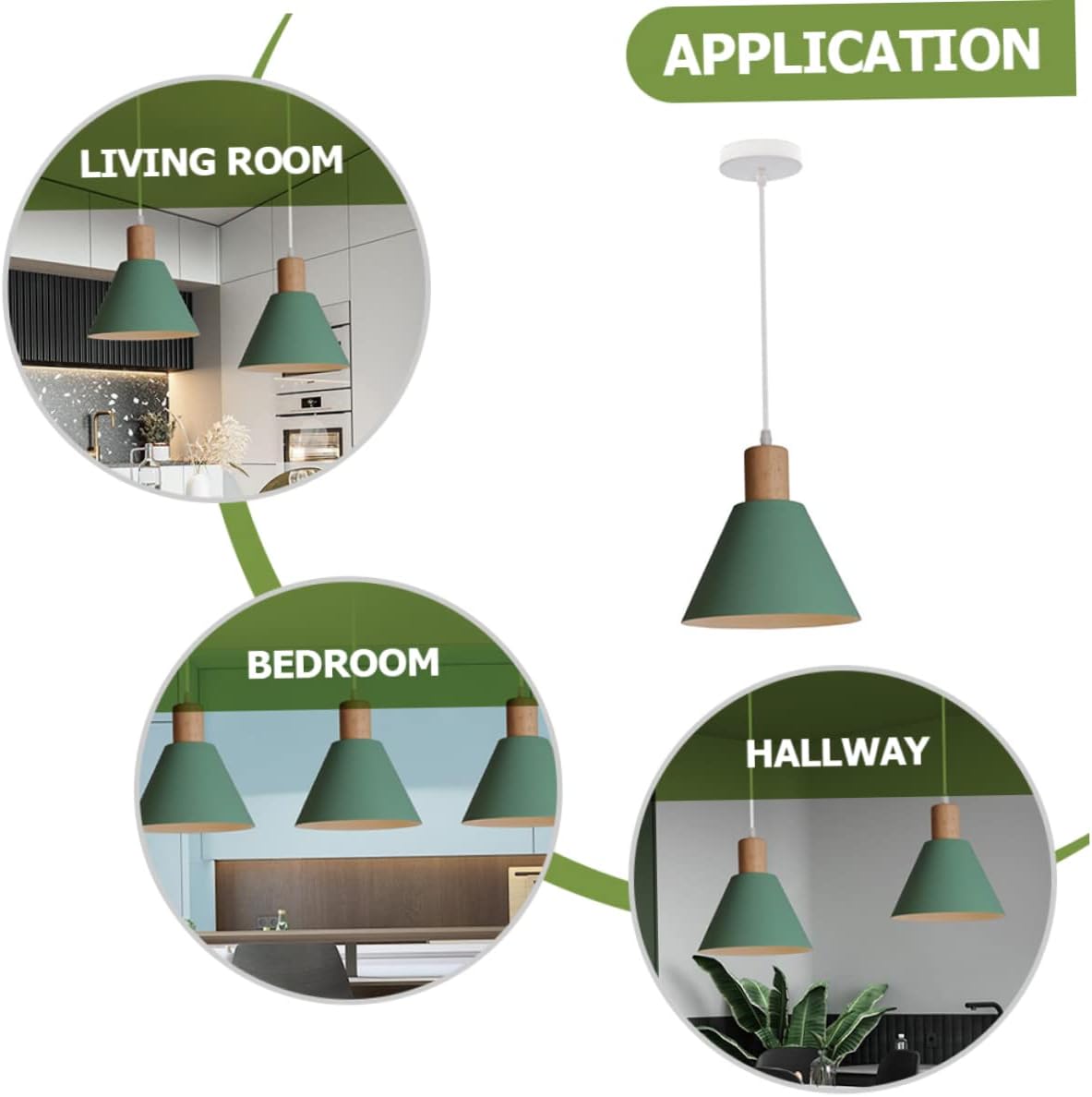 DOITOOL Lámparas colgantes enchufables, modernas luces colgantes para isla de cocina, lámpara colgante de techo para granero, cocina, comedor (verde)