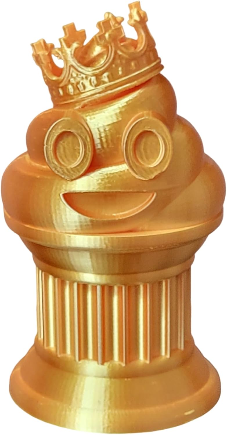 Znet3D Trofeo de emoji King Poop  Premio divertido y regalo  Hecho a mano con fabricación aditiva  6 pulgadas de alto  Con un emoji de caca sólida