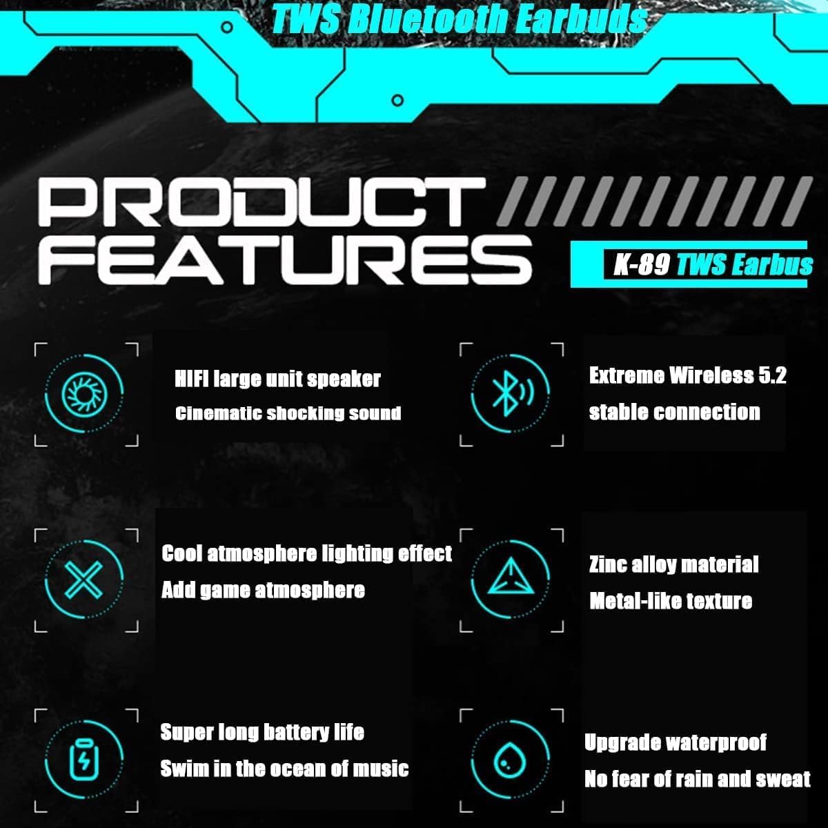 Auriculares para juegos inalámbricos Bluetooth 5.3 Auriculares de alta fidelidad con sonido premium CVC8.0 Auriculares a prueba de agua Bluetooth