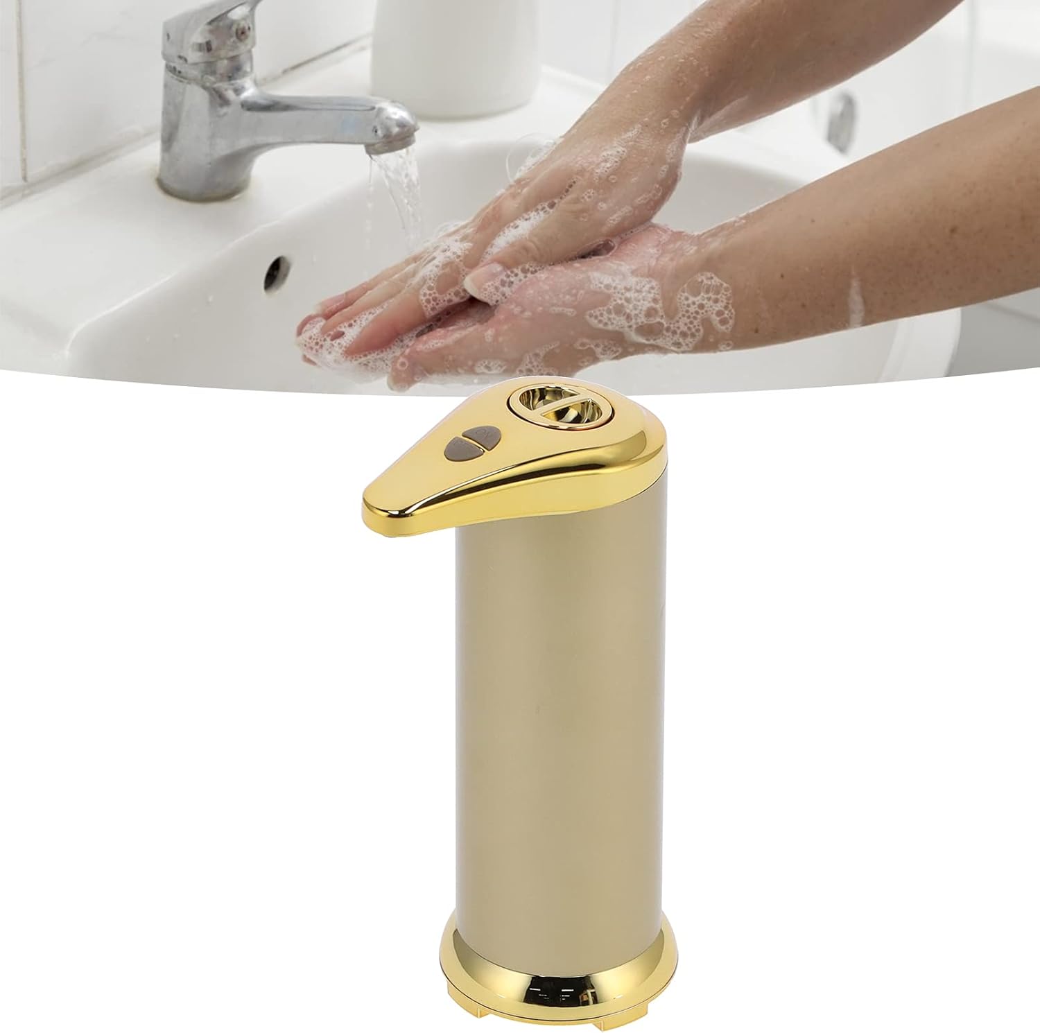 Dispensador automático de jabón líquido de 8.5 fl oz, sensor infrarrojo sin contacto, dispensador automático de jabón líquido, manos para cocina,