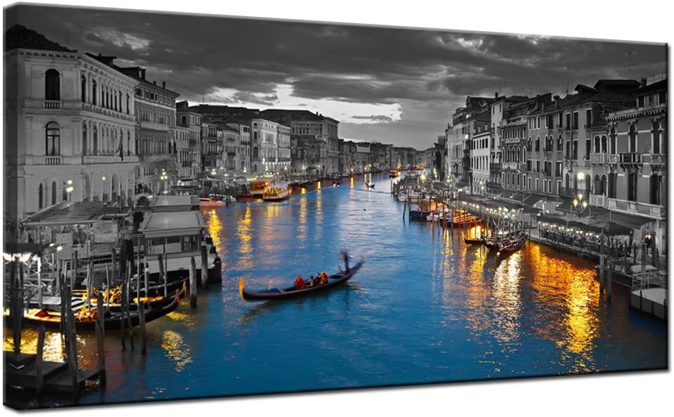 LevvArts Lienzo de Italia para pared, hermoso paisaje del Gran Canal, impresiones fotográficas de horizonte de Venecia, póster para el hogar,