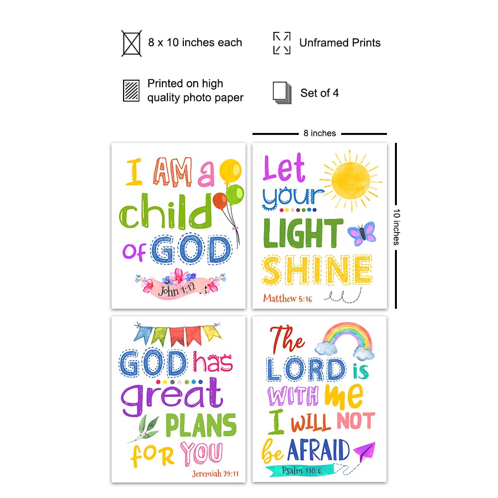 Bible Verse Wall Art – Scripture Wall Art – Christian Wall Art for Kids, Boys, Girls Bedroom – Religious Gifts for Kids – Aesthetic Wall Collage Kit
