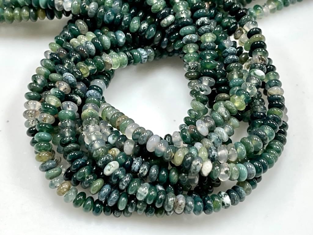 Heishi – Cuentas de piedras preciosas naturales de jade verde de 0.157 x 0.079 in, hebras sueltas de 16 pulgadas de largo, cuentas sueltas de