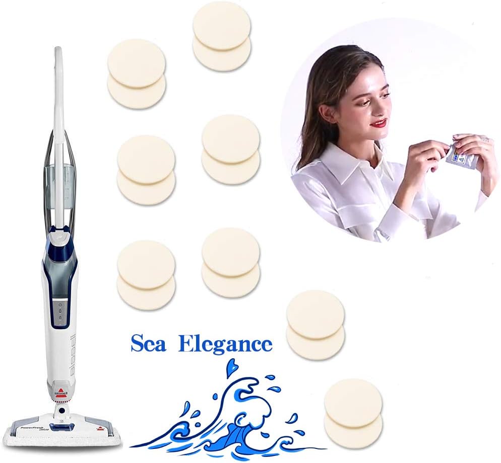 LeFix Paquete de 16 discos perfumados con mopa de vapor (Sea Elegance) compatibles con las series Bissell Powerfresh y Symphony, incluyendo los