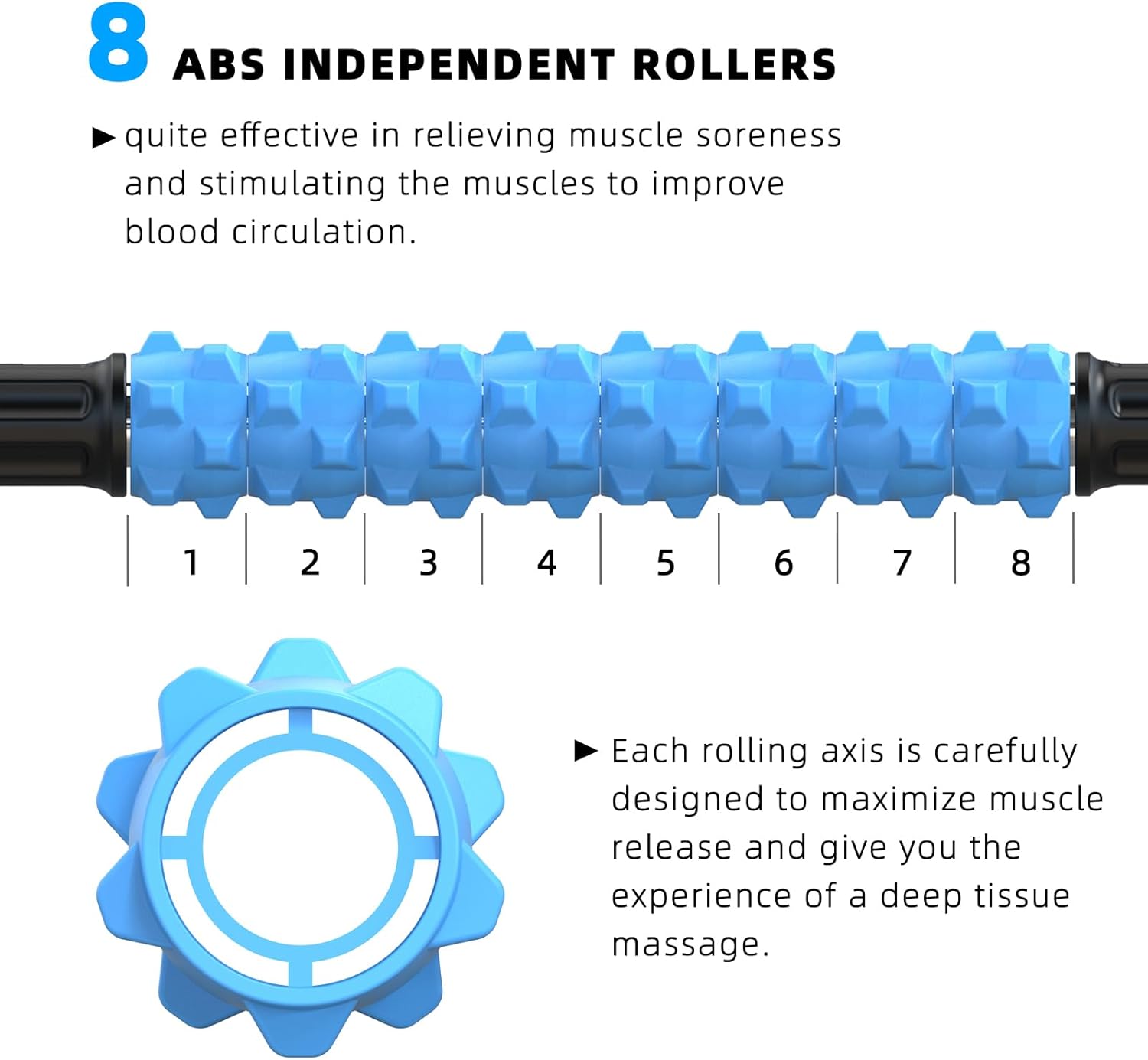 ARGOMAX Barra de masaje, barra de masaje manual, barra de balanceo muscular para aliviar el dolor muscular y reducir el espasmo y la tensión
