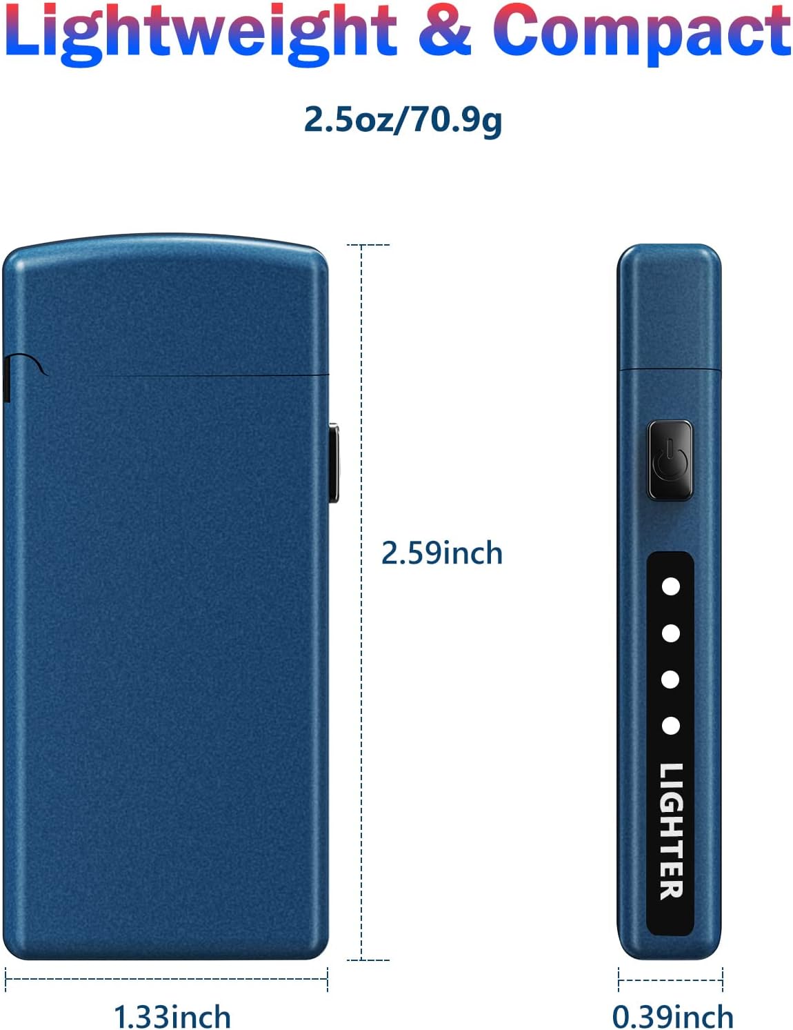 JOBON Encendedor eléctrico recargable por USB, encendedor de plasma, resistente al viento, encendedor de metal sin llama con indicador de batería
