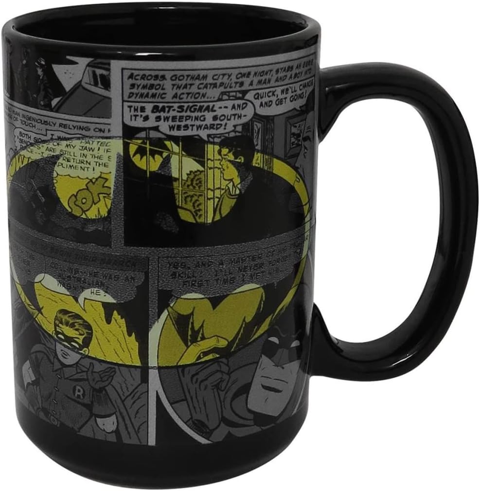 Zak Designs BTMC-1591 Batman Comics – Taza de cerámica, grande, multicolor