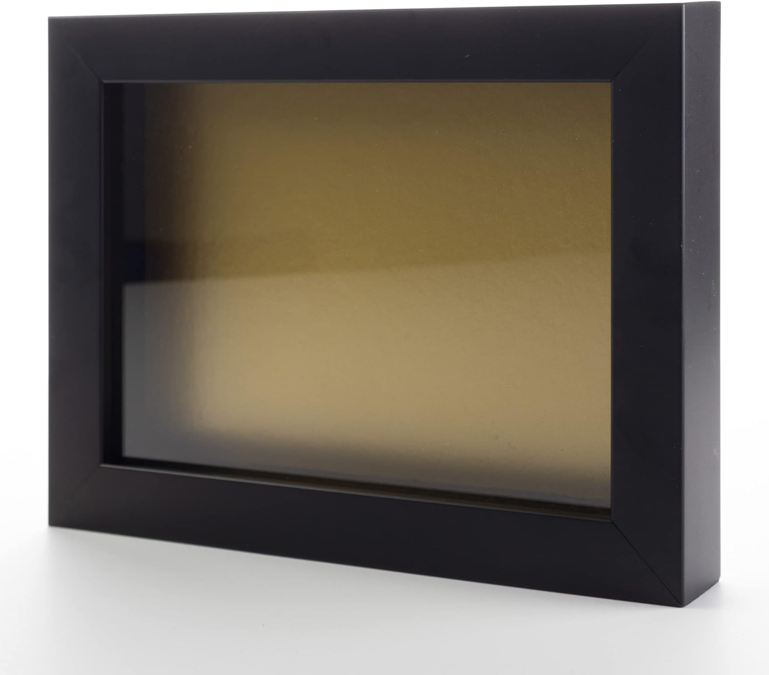 Marco de exhibición de madera negra de 20 x 30 pulgadas con respaldo dorado sin ácidos, acrílico UV y accesorios para colgar, con profundidad útil