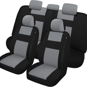 Juego completo de fundas de asiento de automóvil, fundas de asiento de banco dividido delantero y trasero de tela transpirable para automóvil, Juego completo de fundas de asiento de automóvil, fundas de asiento de banco dividido delantero y trasero de tela transpirable para automóvil,