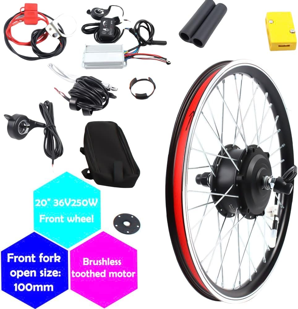 Kit de conversión de bicicleta eléctrica, 20 pulgadas, 36 V, 250 W, kits de conversión de bicicleta eléctrica, rueda delantera, potente motor