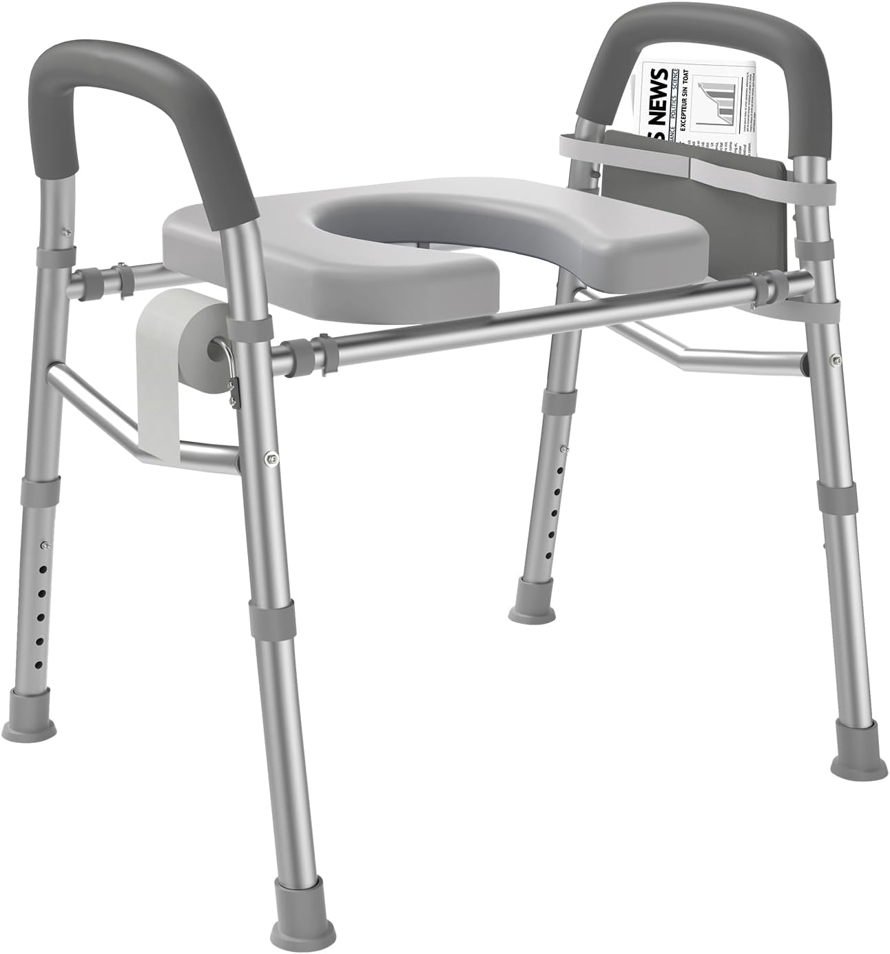 Asiento de inodoro elevado con asas, marco de seguridad médica resistente de 400 libras, asistencia de baño para personas mayores, discapacitados,