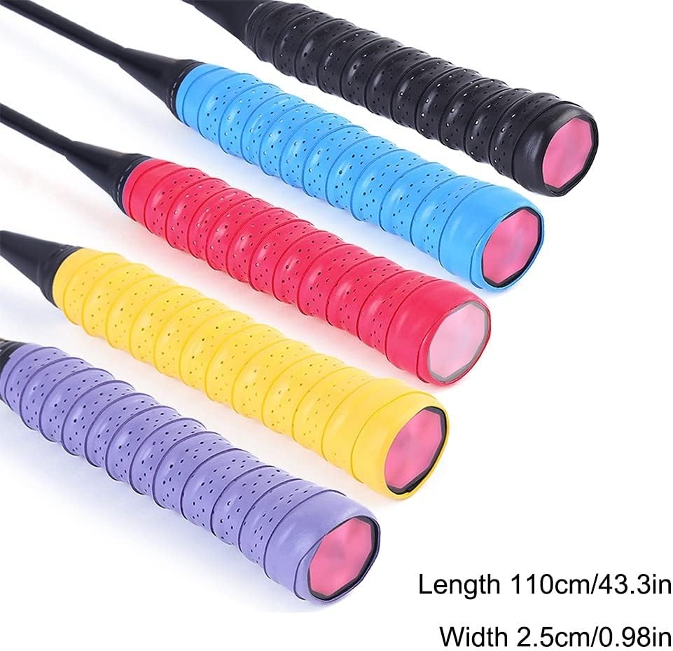 MiOYOOW 5PCS Racket Grip Tape, Anti Slip Breathable Badminton Racket Grip Holster for Tennis, Badminton, Squash Rackets Grip, Fishing Rod
