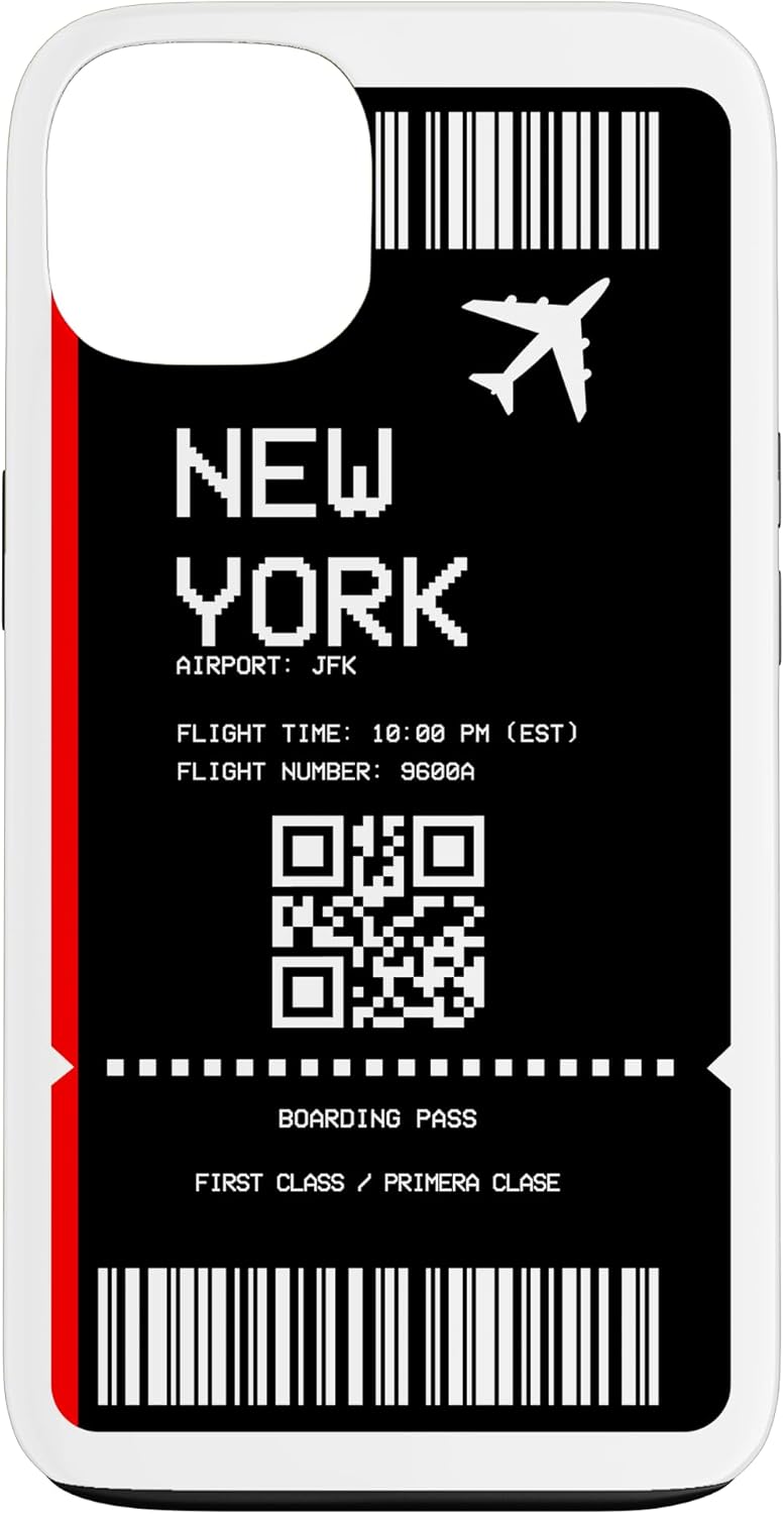 iPhone 13 NYC New York Boarding Pass Air Flight Ticket Funda para teléfono