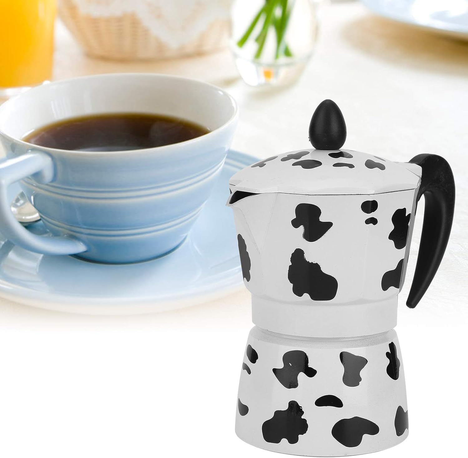 Cafetera para el hogar, hervidor concentrado a mano para verter moka color vaca con leche de aluminio color vaca para hervidor italiano hervir