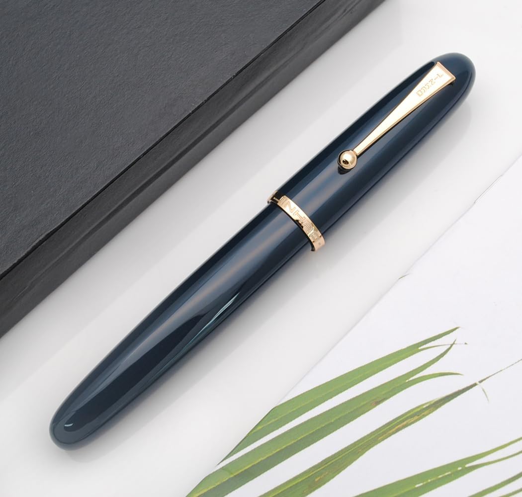 JINHAO 9019 – Pluma estilográfica Dadao Series con convertidor de tinta de alta capacidad (azul oscuro, punta fina de 0.020 in)