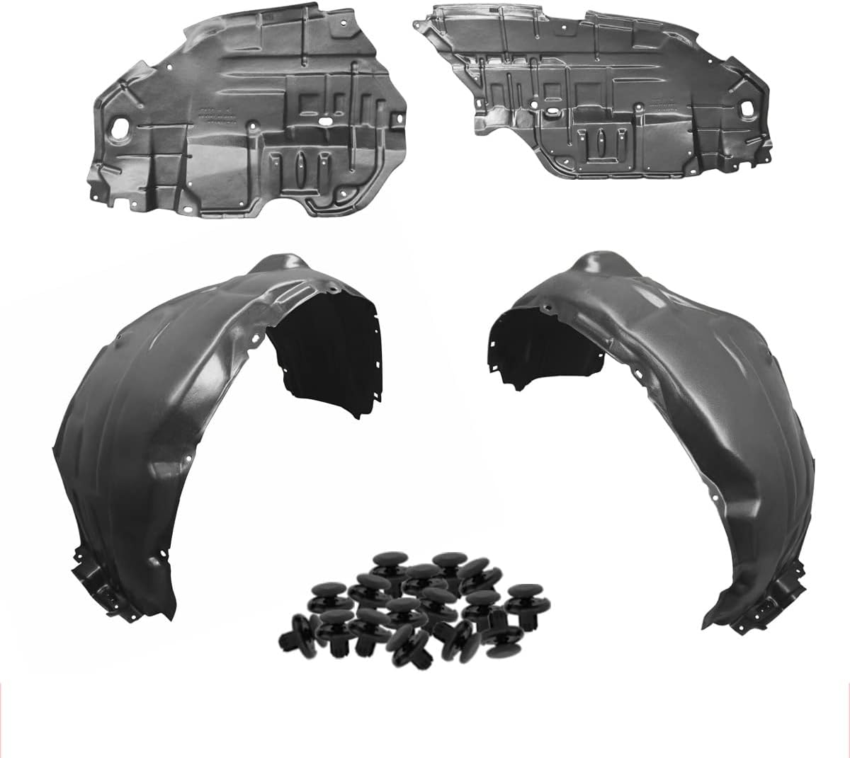 Parts N Go Juego de forro de guardabarros y motor debajo de la cubierta con clips para Camry L LE 2012-2013 delantero lado del conductor y pasajero