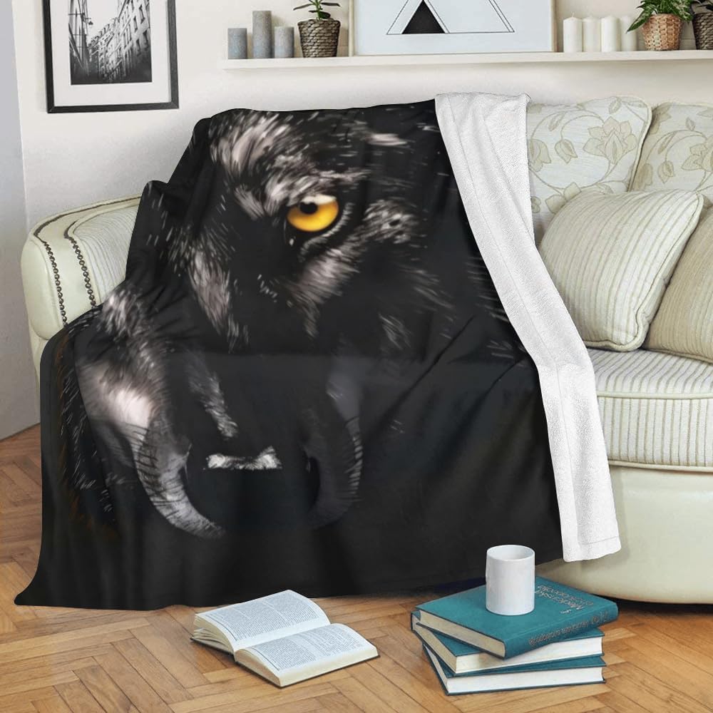 Manta personalizada con el texto de tu nombre, manta de forro polar supersuave de lobo negro para sofá, cama (50 x 60 pulgadas)