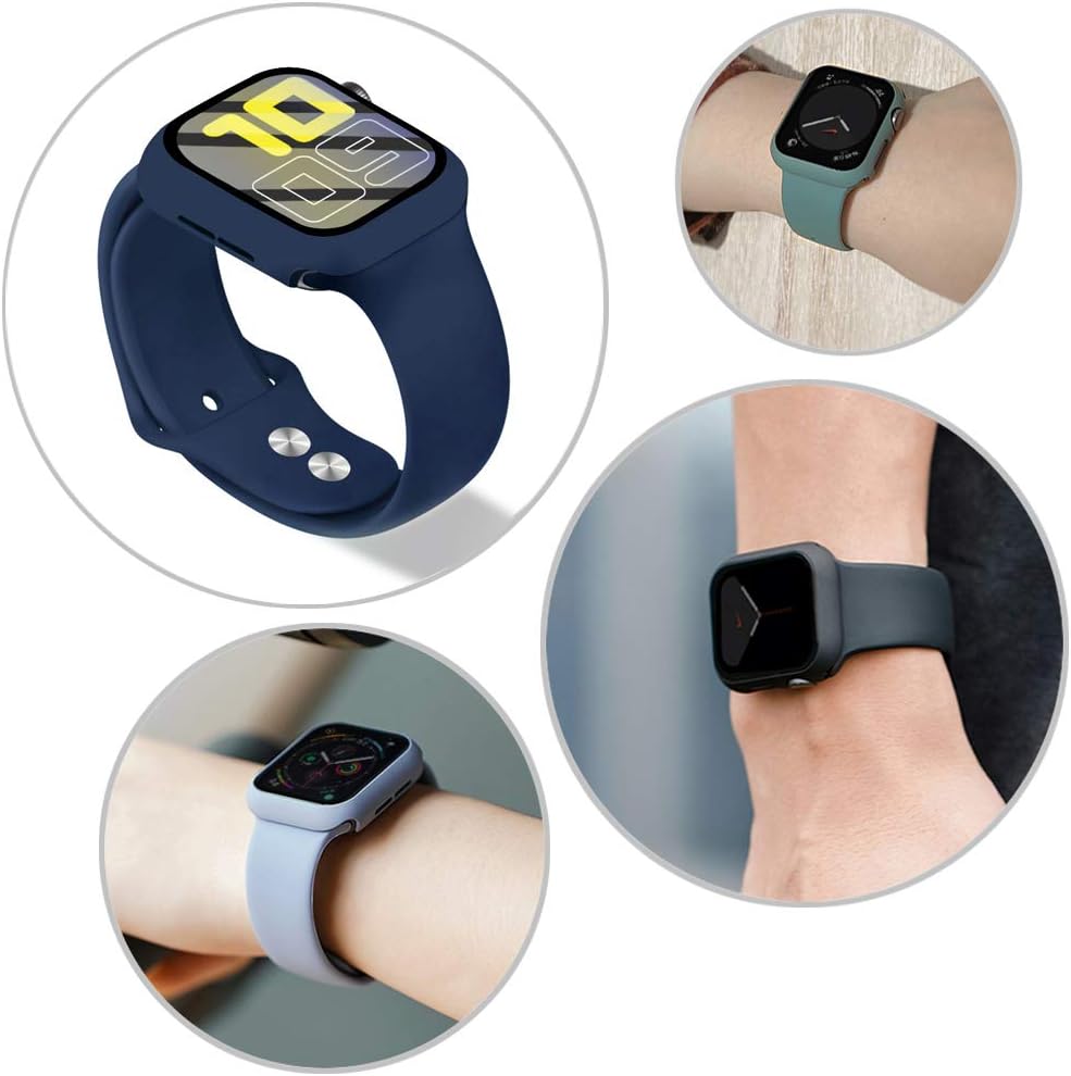 Miimall Funda compatible con Apple Watch de 1.732 pulgadas con protector de pantalla antiarañazos, a prueba de golpes, mate y protector de pantalla
