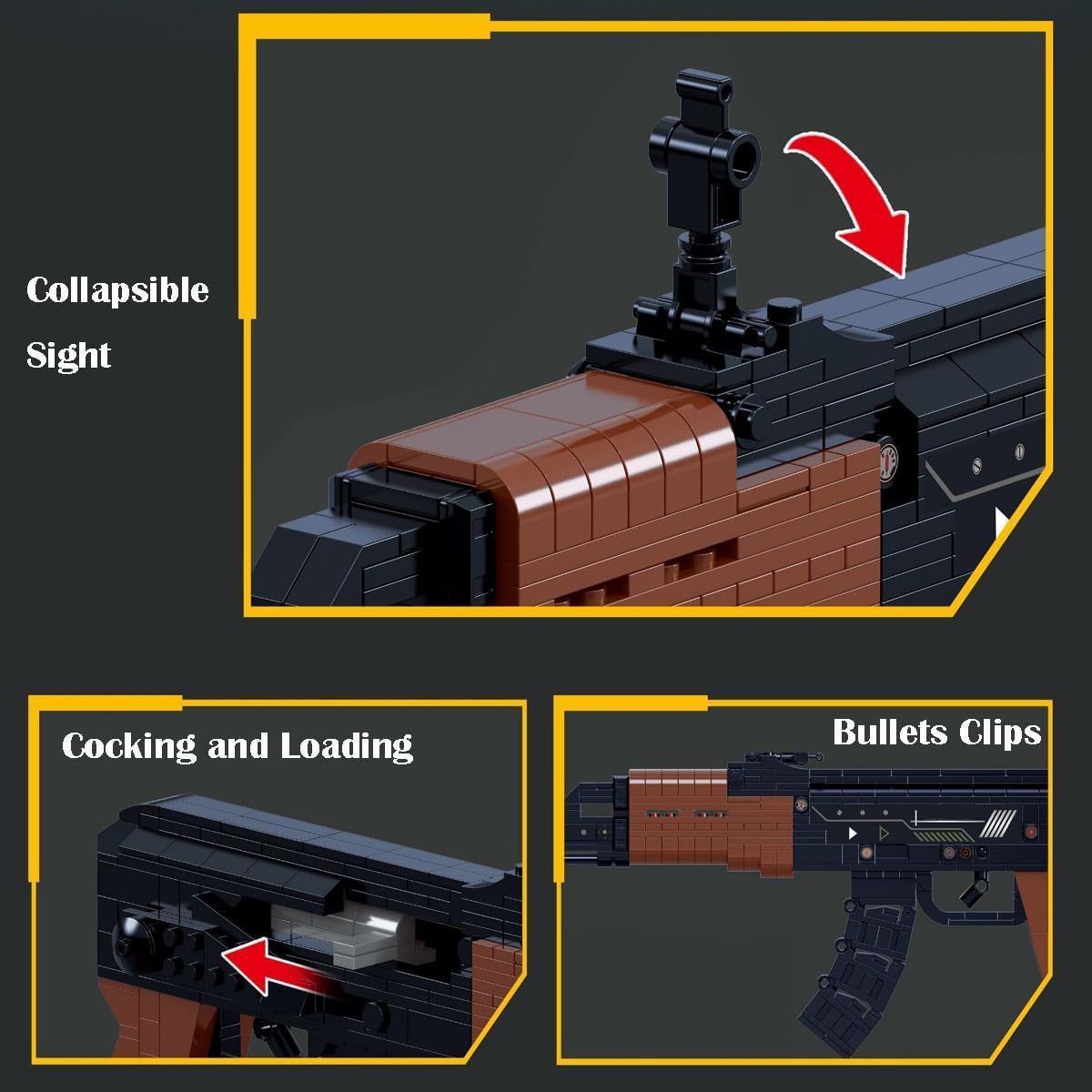 Kit de construcción A47, modelo de exhibición de juguete simulado, 555 piezas, juguete de construcción MOC