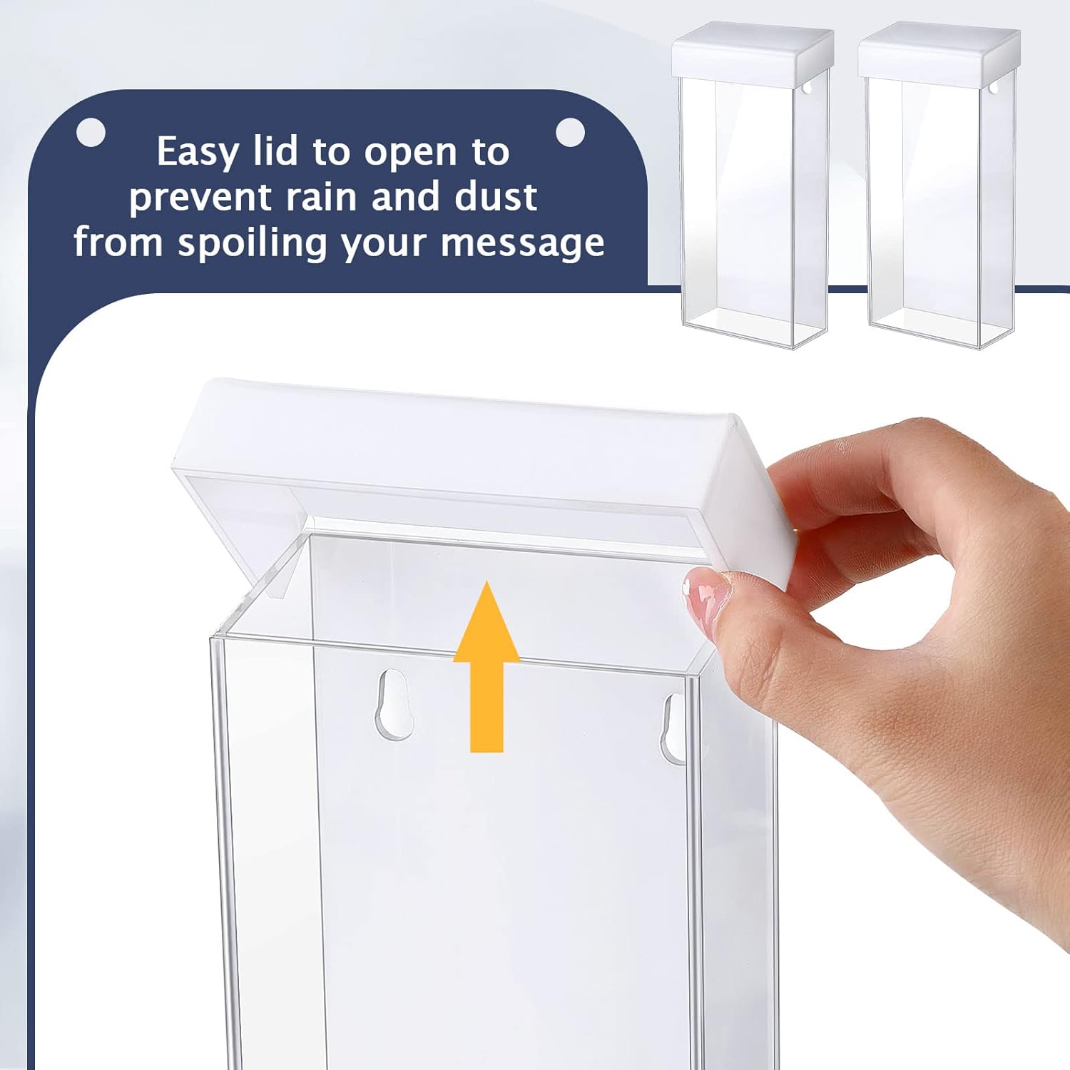 Soporte para folletos al aire libre, 4 x 9 pulgadas, impermeable, para montaje en pared, con tapa blanca, soporte transparente para folletos con