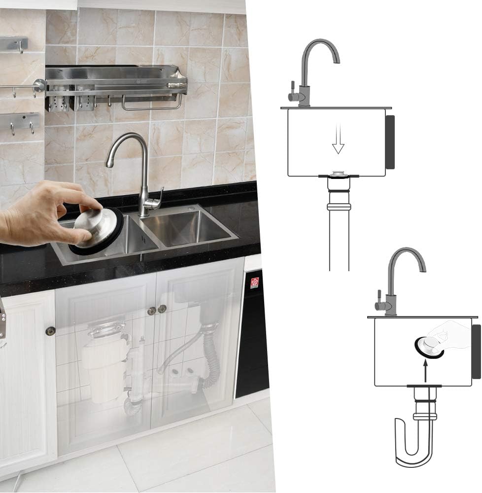 Tapón de drenaje para fregadero para desechos, tapón de fregadero de cocina, tapón de drenaje universal, tapón de fregadero de acero inoxidable,