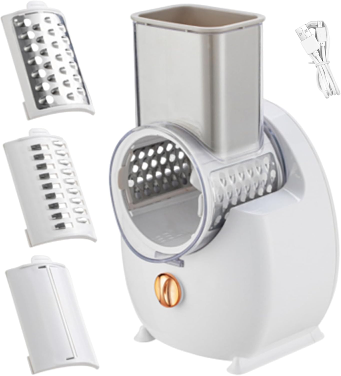 Rallador eléctrico de queso, rallador de queso giratorio automático de 50 W, rallador de queso USB desmontable, cortador de verduras para uso