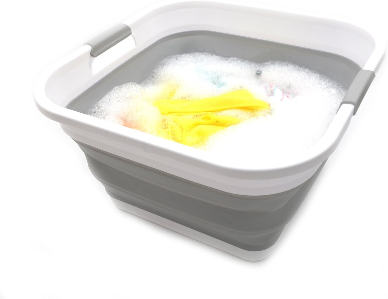 SAMMART Cesta plegable de plástico para la ropa sucia de 32 litros  Contenedor de almacenamiento plegable  organizador  Tina de lavado portátil