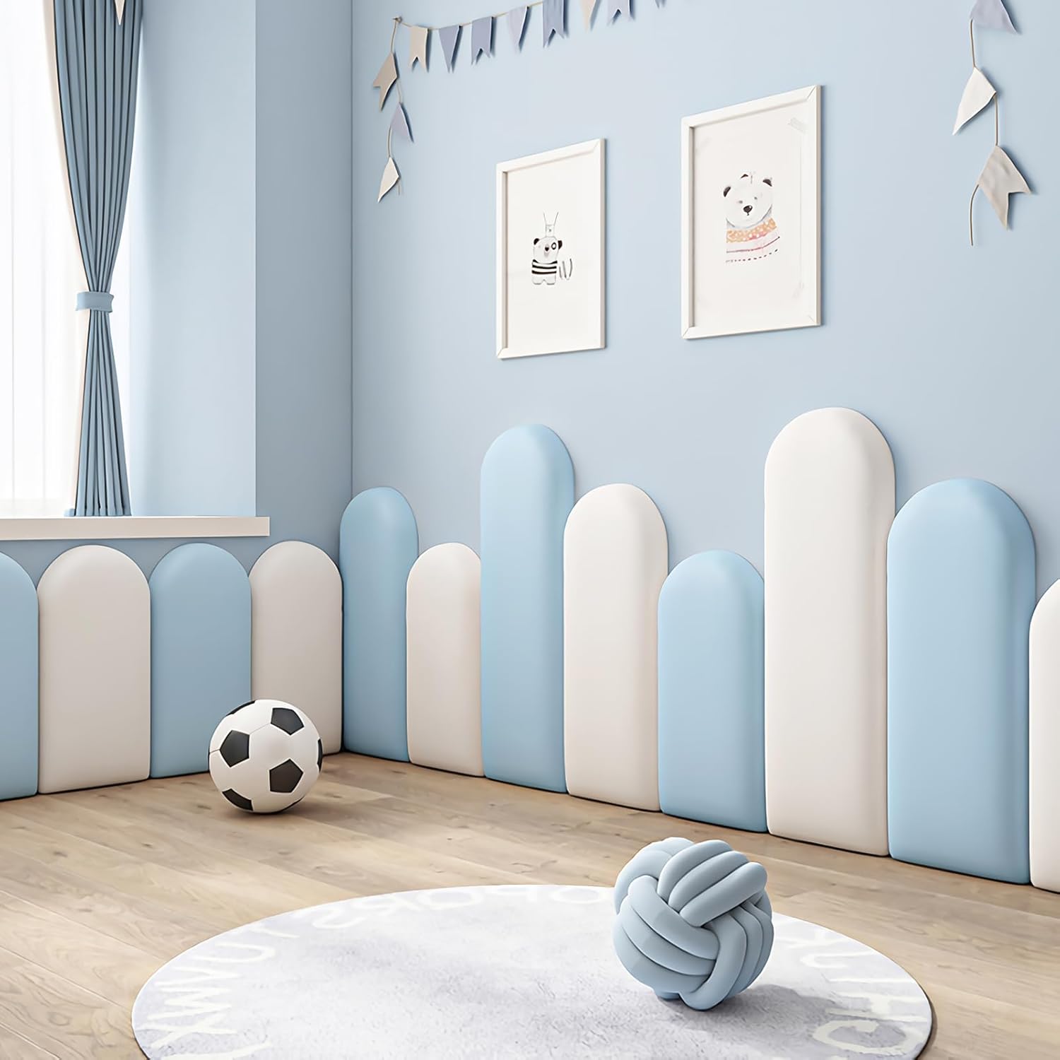 Acolchado de pared para niños con autismo, 4 paneles de pared tapizados para cabecero de despegar y pegar, decoración de guardería, calcomanías de