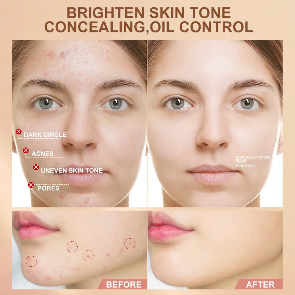 Juego de imprimación líquida, cobertura completa, control de aceite, transpirable, invisible, corrector con base facial, esponja de maquillaje