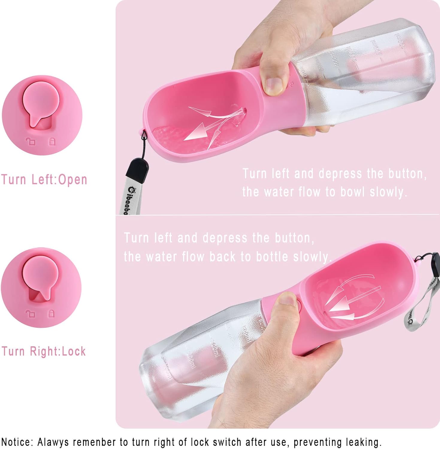 Botella de agua para perros con contenedor de alimentos y soporte para bolsa de excrementos, cuenco de agua de viaje, dispensador portátil para