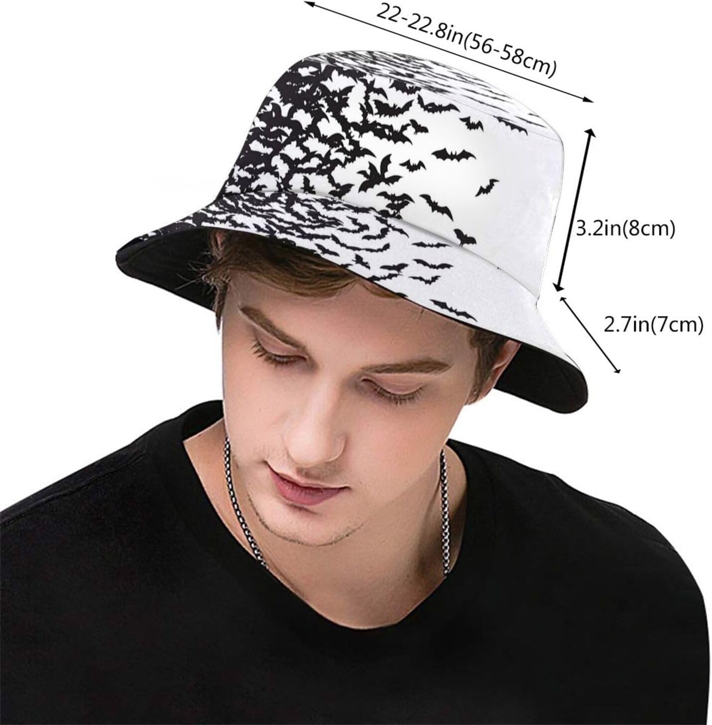 Sombrero gótico gótico de pescador, sombrero de pescador, calavera de terror, murciélagos, sombreros de pescador, sombrero de sol para pesca,