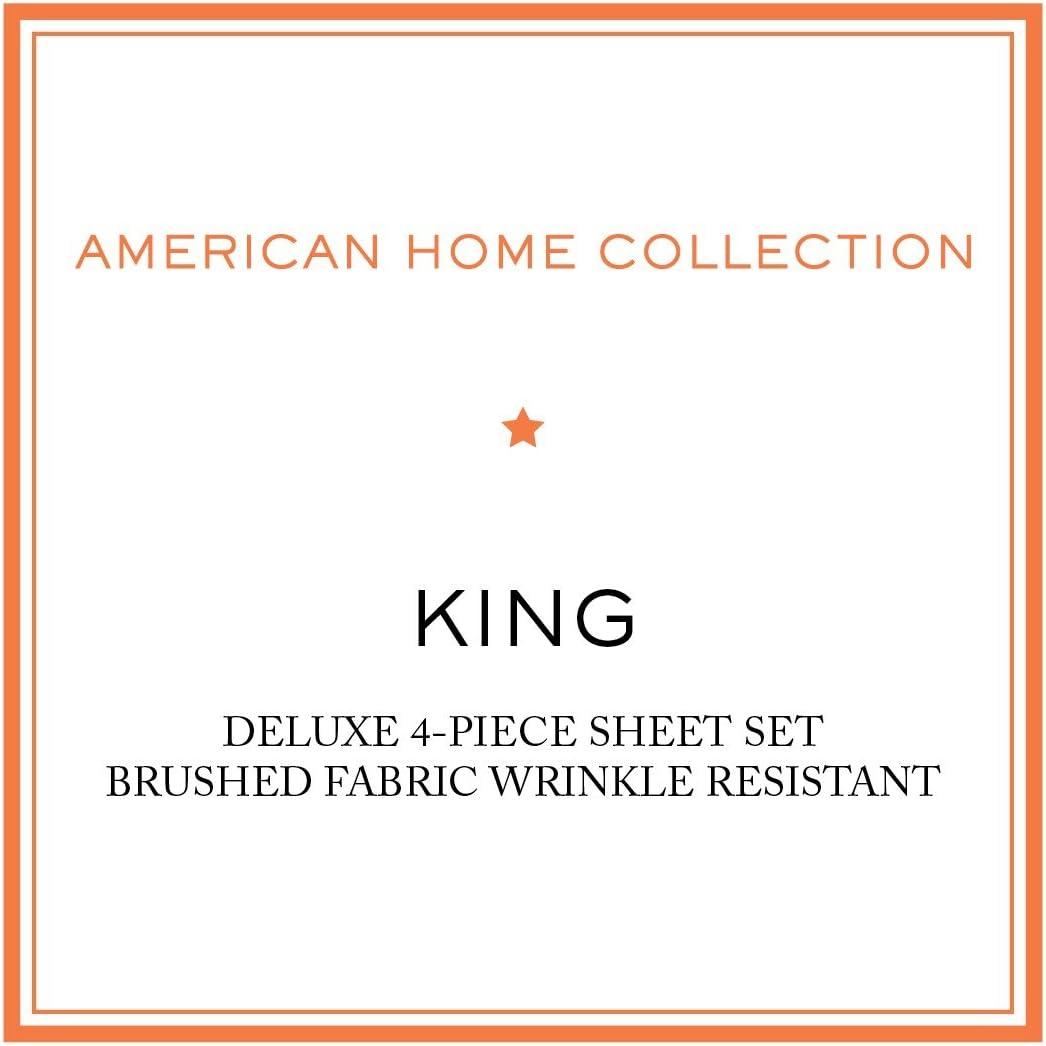 American Home Collection Juego de sábanas de 4 piezas tamaño King, microfibra extrasuave, transpirable, resistente a las arrugas y a la