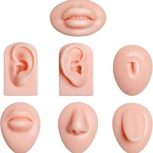 Piercing de silicona para practicar piezas corporales, 7 piezas para orejas, nariz, lengua, boca, ombligo, juego de modelos para práctica de Piercing de silicona para practicar piezas corporales, 7 piezas para orejas, nariz, lengua, boca, ombligo, juego de modelos para práctica de