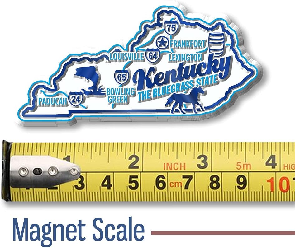 Imán de estado prémium de Kentucky de Classic Magnets, 3.6 x 1.8 pulgadas, recuerdos coleccionables fabricados en los Estados Unidos
