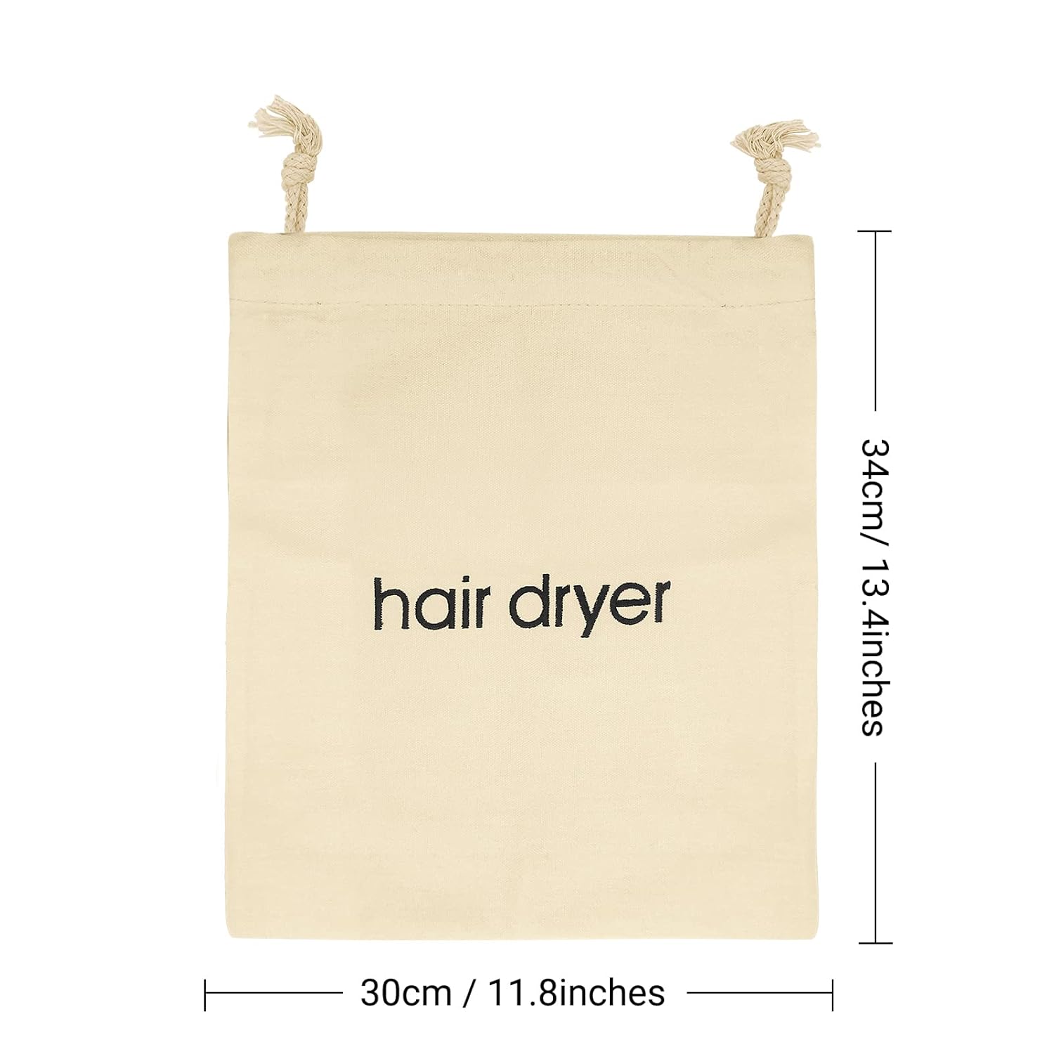 Secador de pelo Bolsas con cordón Bolsa Contenedor Secador de pelo Bolsa de algodón Almacenamiento de viaje (2 PCS Blanco)