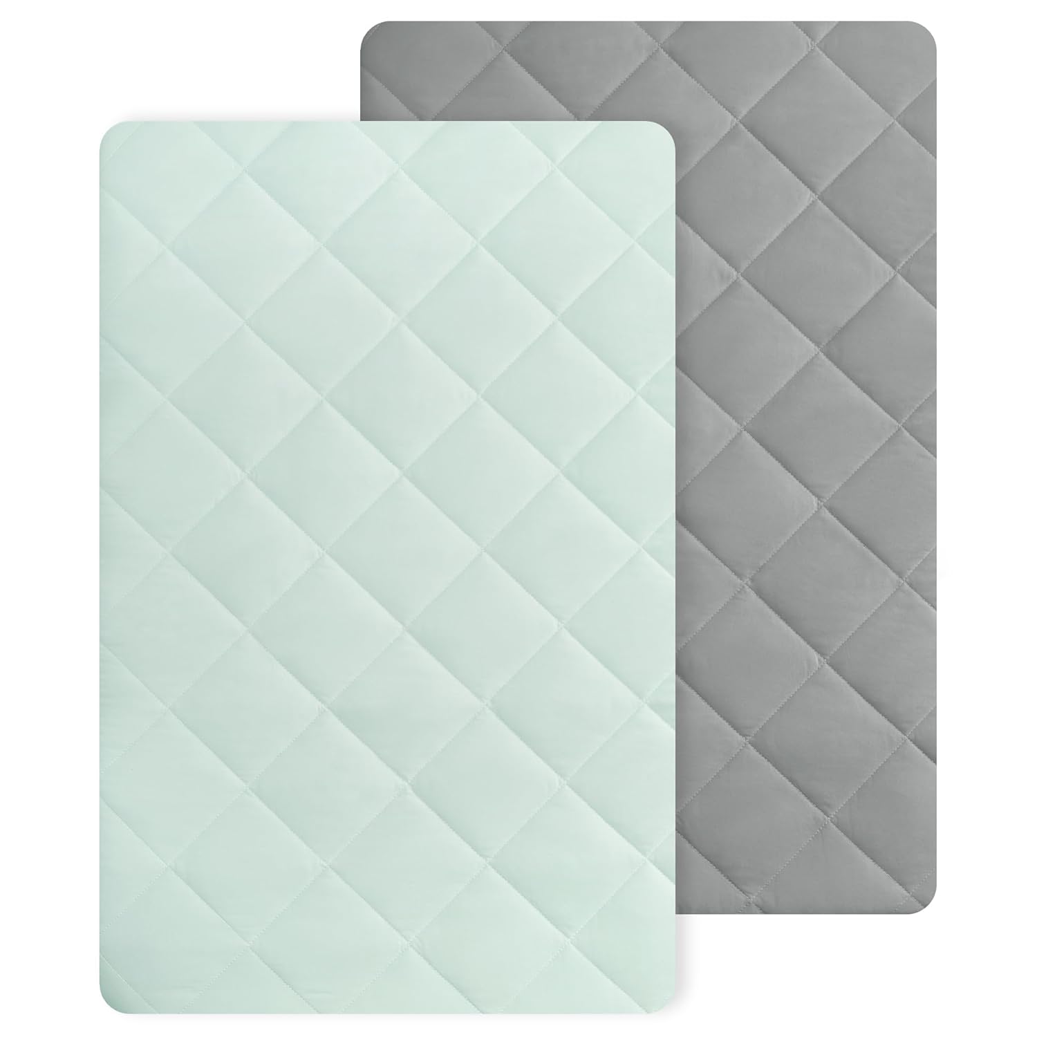 TILLYOU Pack n Play – Juego de 2 sábanas gruesas para cuna, sábanas acolchadas suaves con bolsillo profundo de 1 a 3 pulgadas, almohadilla de