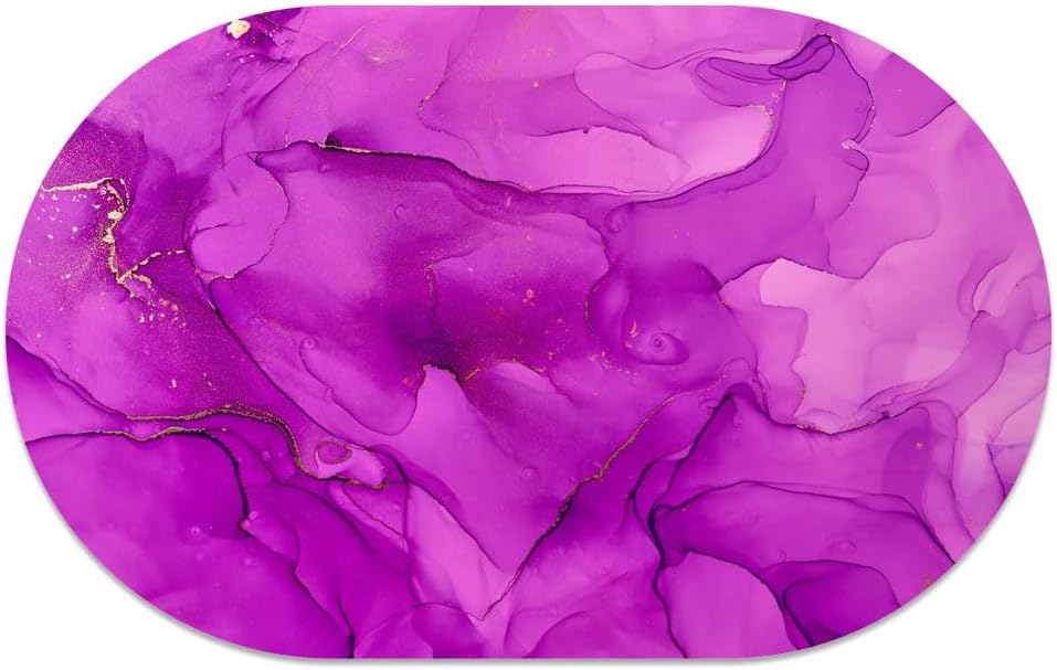 Alfombra de baño de mármol dorado morado, súper absorbente, ultrafina, de perfil bajo, antideslizante, de secado rápido, lavable para delante de la