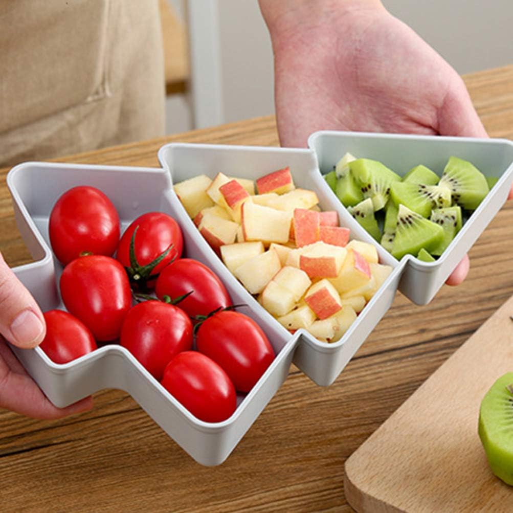 Angoily 2 platos para servir árbol de Navidad, bandeja de plástico para servir Navidad, para entretenimiento, plato de servir alimentos para