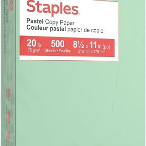 Staples Papel de colores pastel, 8.5 x 11 pulgadas, verde, 500 hojas Staples Papel de colores pastel, 8.5 x 11 pulgadas, verde, 500 hojas