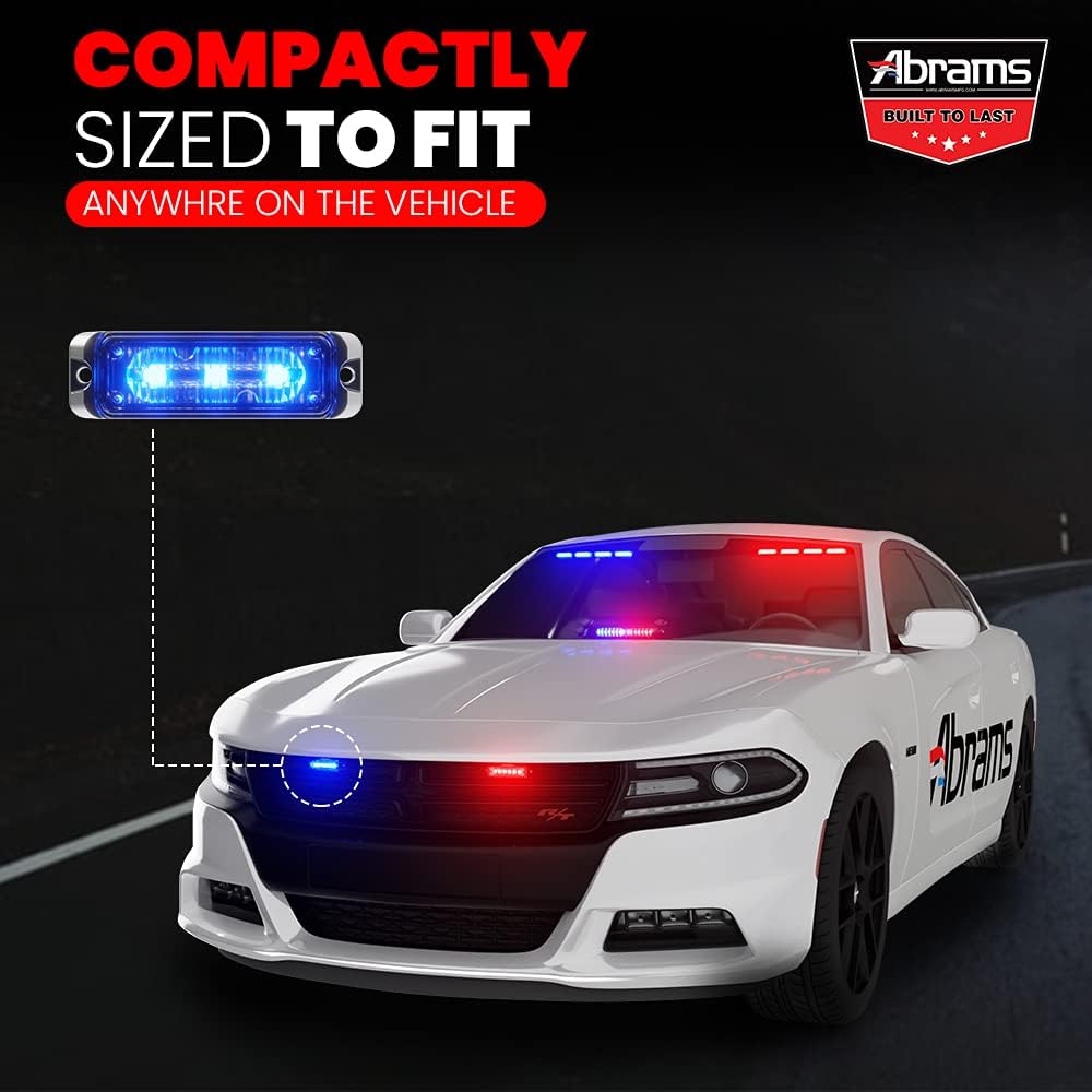 Abrams Flex Series (rojorojo) 18 W – 6 LED bombero POV vehículo de emergencia camión LED parrilla cabeza superficie montaje luz estroboscópica luz